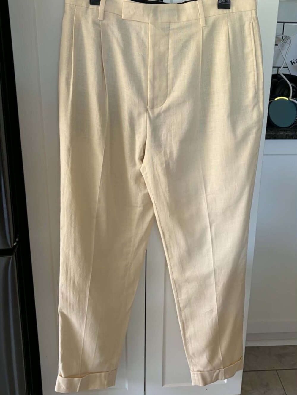 Octobre Éditions Paris Pleated Cotton Trousers Cream FR 42 / US 32-33